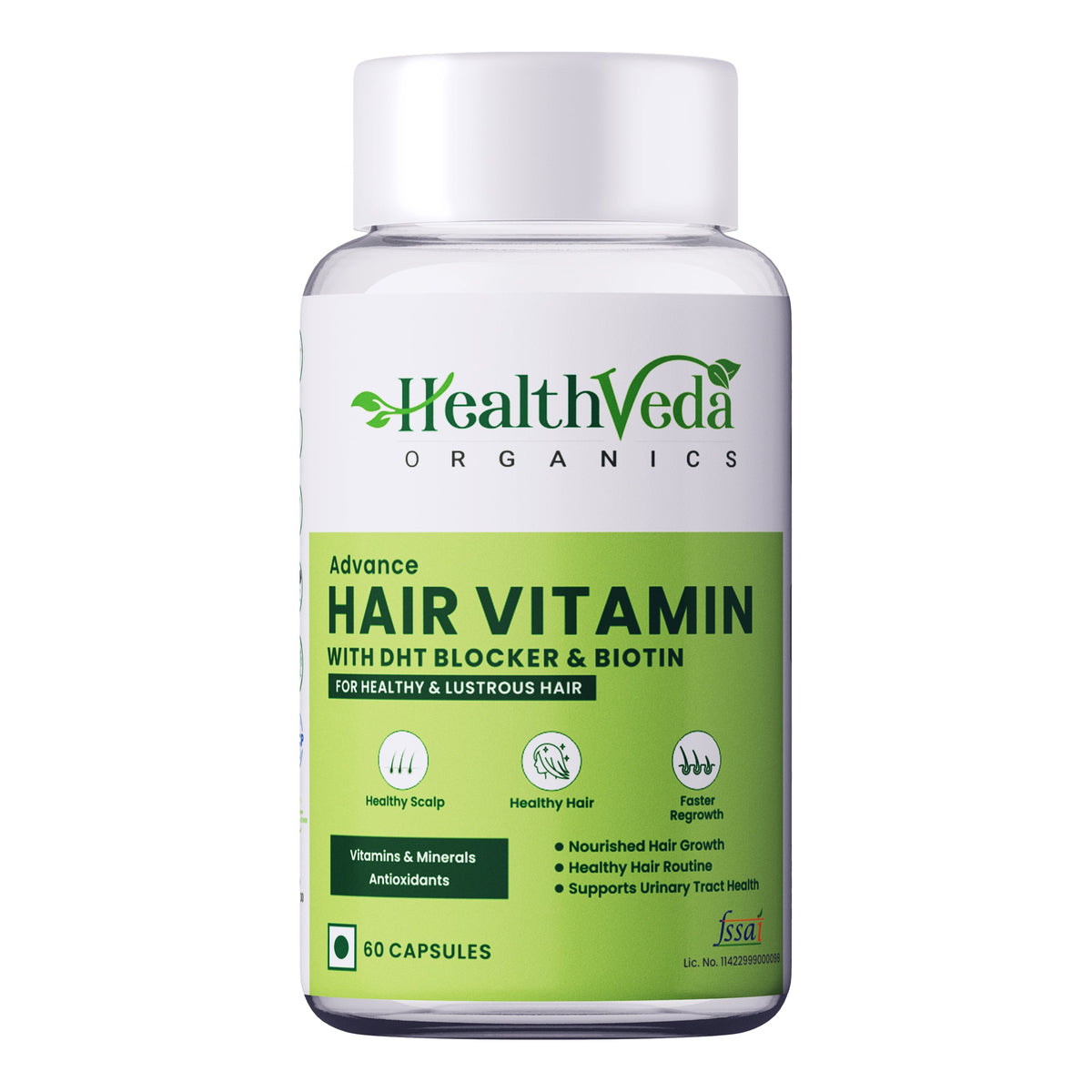 Image 1 of Health Veda Organics Advance Hair Vitamin with DHT Blocker & Biotin Capsules