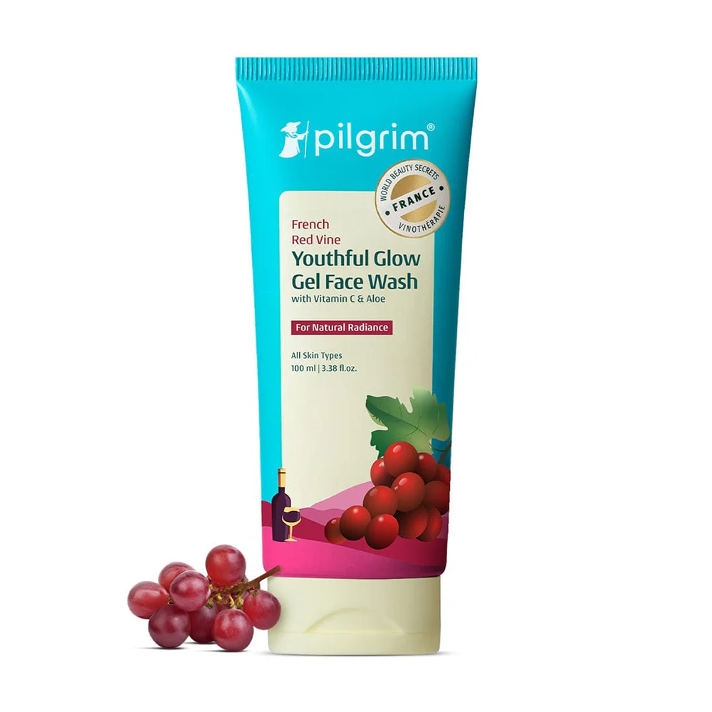 Image 1 of 100 ml for the product Pilgrim French Red Vine Face Wash with Vitamin C & Aloe For Anti Ageing & Dark Spots