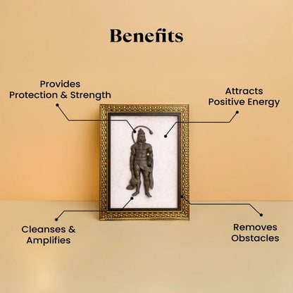 Image 2 of Astrotalk Pyrite Hanuman Ji on Selenite Plate | Pyrite Attracts Money & Hanuman ji Photo Frame Provides Protection | Decor Items for Home & Office | Gift for Man & Woman | 19x24x1 cm | 1 Piece