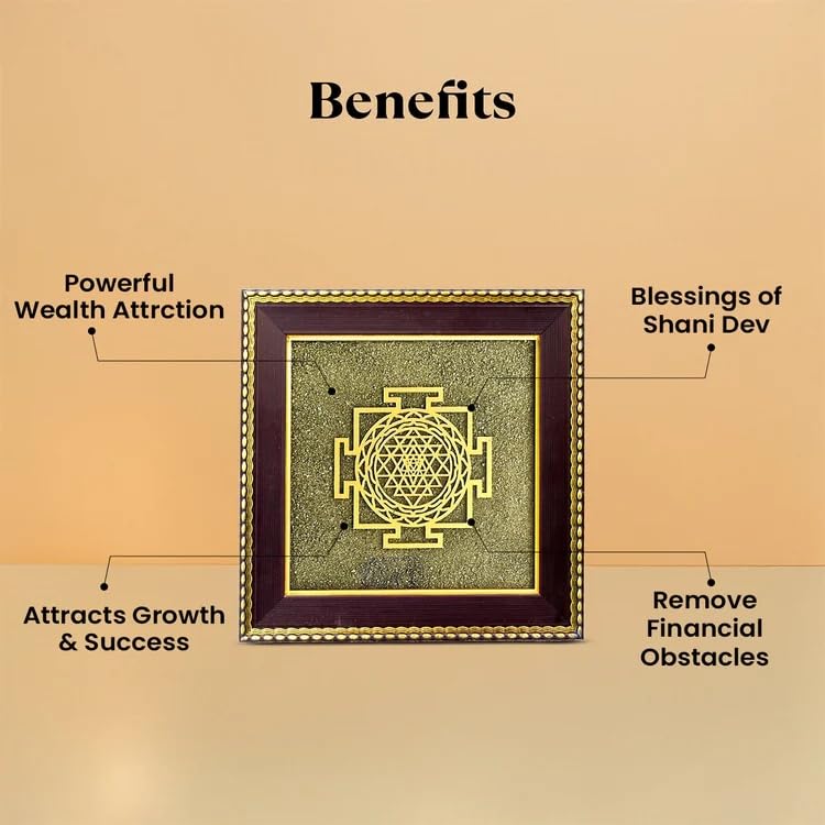 Image 3 of Astrotalk Ghar Samriddhi Combo | Shree Yantra & Lakshmi Kuber Yantra | Pyrite Stone Frame for Money & Success | Home Decor vastu Items for Home & Office | Gift for Man & Woman | 19x19x1 cm | 2 Piece