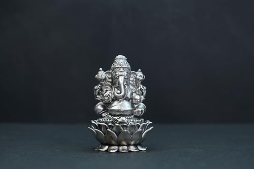 Image 2 of Dista Silvers Antique Padmam Ganesh Right Trunk Sitting 67.51G
