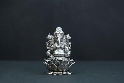 Image 2 of Dista Silvers Antique Padmam Ganesh Right Trunk Sitting 67.51G