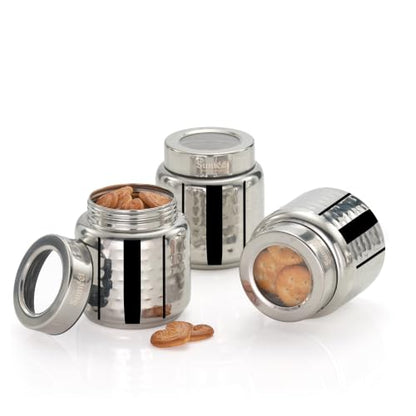 Image 5 of 700ml / 3Pc for the product Sumeet Stainless Steel Hammered Canister Container for Kitchen Storage