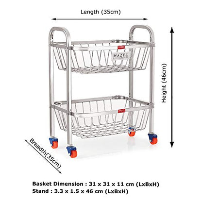 Image 8 of HAZEL Stainless Steel Fruit Vegetable Basket Kitchen Storage Trolley Rack