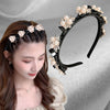 Image 1 of 1 pc for the product Majestique Stylish Braided Double Layer Acrylic Headband With Elegant Flower Hair Accessory - 1 Pc