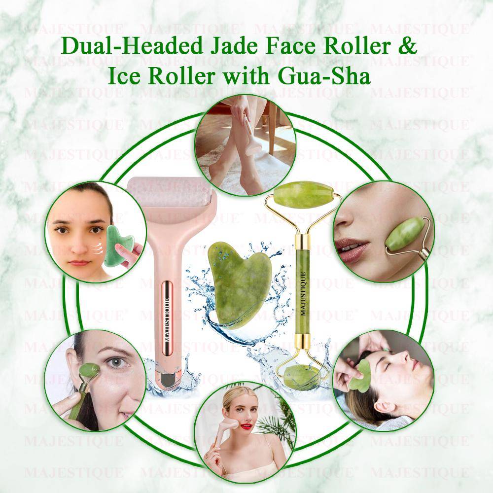 Image 7 of Majestique Face Massage Kit With Ice Roller, Jade Massager And GuaSha