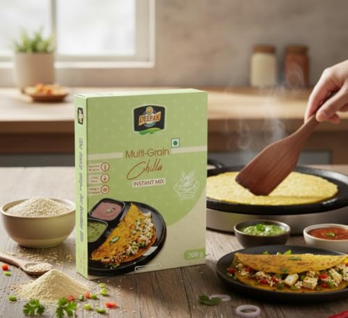 Image 3 of Deepak Multi-Grain Chilla Instant Mix | High Fiber Healthy Breakfast | Ready In Minutes | Soft & Delicious Chilla Mix