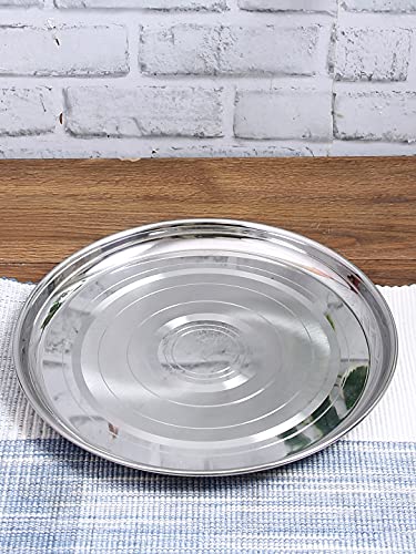 Image 1 of Default Title for the product neelam Stainless Steel 9, 18 Gauge Diamond J.K Khumcha Thali, 20.5 cm, Set of 12