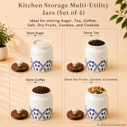 Image 4 of ExclusiveLane Royal Mughal Airtight Ceramic Jars for Kitchen Storage (Set of 4, 380 ml Each)