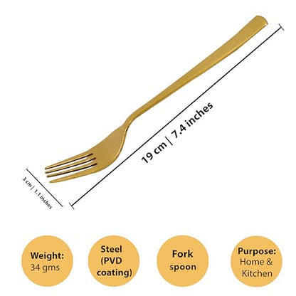 Image 3 of Putrika Spillbox Traditional Stainless Steel Gold Fork 14cm