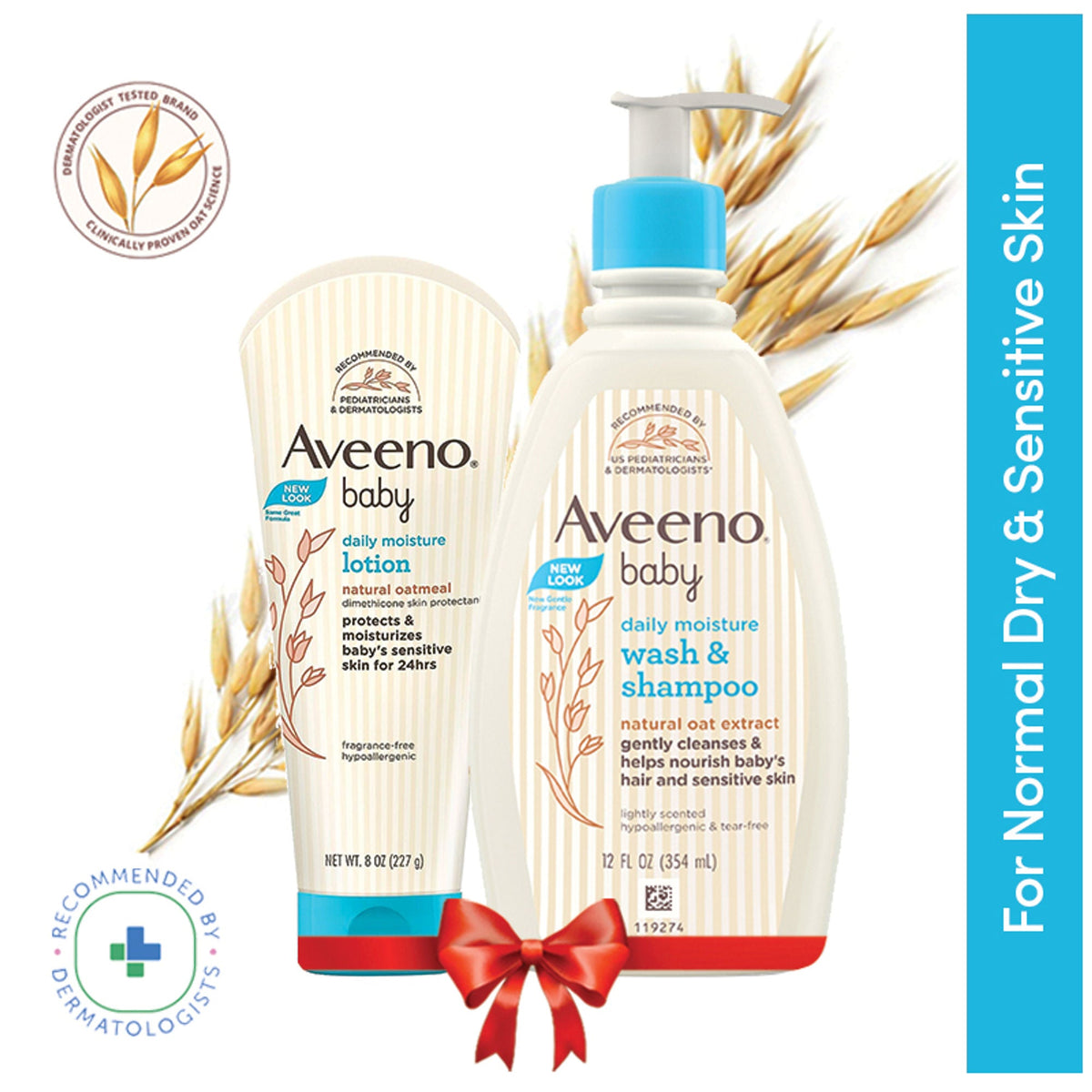 Image 1 of combo for the product Aveeno Baby Daily Moisturizing Lotion & Wash Shampoo Combo | Dry, Itchy & Sensitive Skin