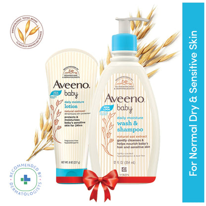 Image 1 of combo for the product Aveeno Baby Daily Moisturizing Lotion & Wash Shampoo Combo | Dry, Itchy & Sensitive Skin