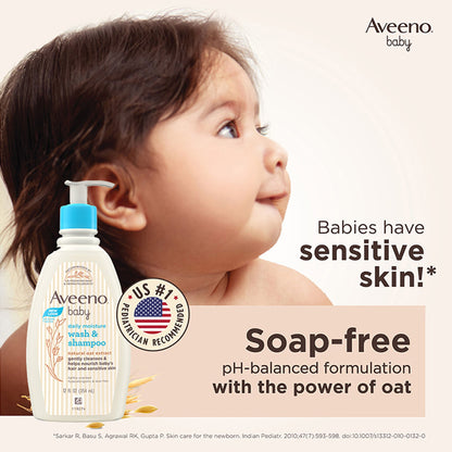 Image 2 of Aveeno Baby Daily Moisturizing Lotion & Wash Shampoo Combo | Dry, Itchy & Sensitive Skin
