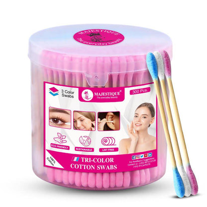 Image 1 of 300pcs for the product Majestique Tri-Color Cotton Swabs