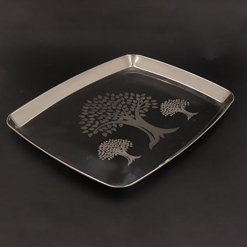Image 2 of Spillbox Stainless Steel Serving Plate 28 cm Tree Design