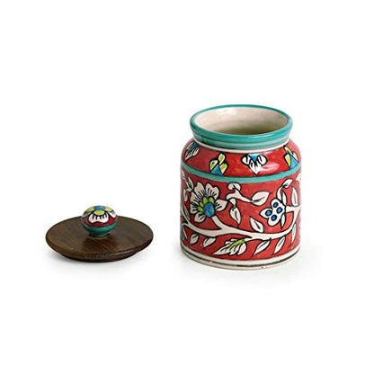 Image 3 of ExclusiveLane Mughal Floral Airtight Ceramic Jar for Kitchen Storage 410ML