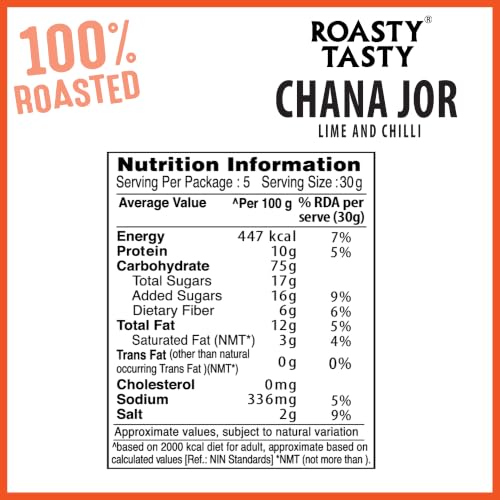 Image 3 of Roasty Tasty Roasted Chana Jor Lime & Chilli Whole Grain Indian Snacks 200g