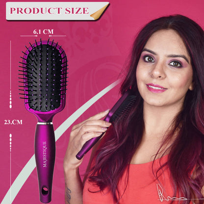 Image 2 of Majestique Purple Detangler Brush - Ultra-Soft Tipped Nylon, Glides Through Tangles