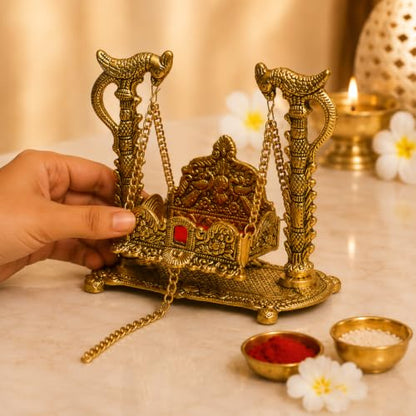 Image 5 of Chhariya Crafts Metal Krishna Laddu Gopal Jhula for Janmashtami