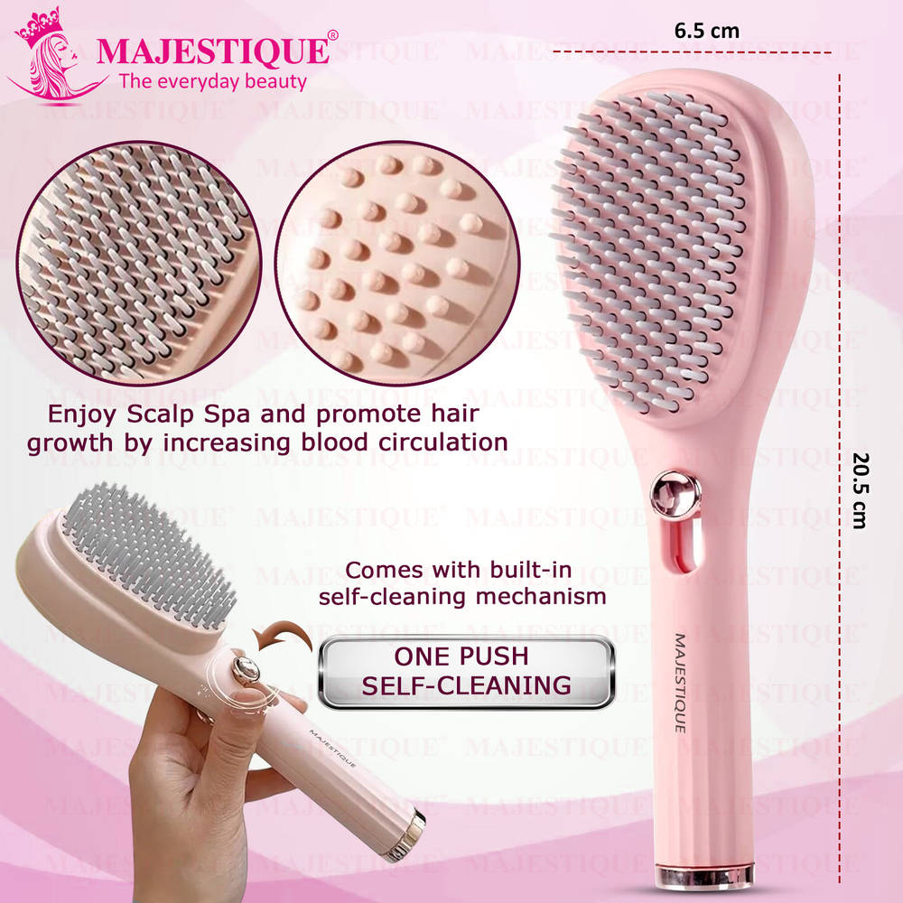 Image 2 of Majestique Self Cleaning Detangling Hair Brush - Multicolour