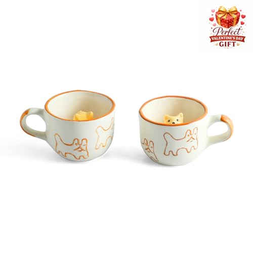 Image 3 of ExclusiveLane Cute Cat Surprise 3D Animal Ceramic Coffee Mugs Set of 2 240 ml