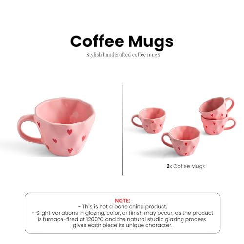 Image 5 of ExclusiveLane Poppy Hearts Ceramic Coffee Mugs Set of 4 (210 ml)