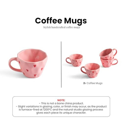 Image 5 of ExclusiveLane Poppy Hearts Ceramic Coffee Mugs Set of 4 (210 ml)