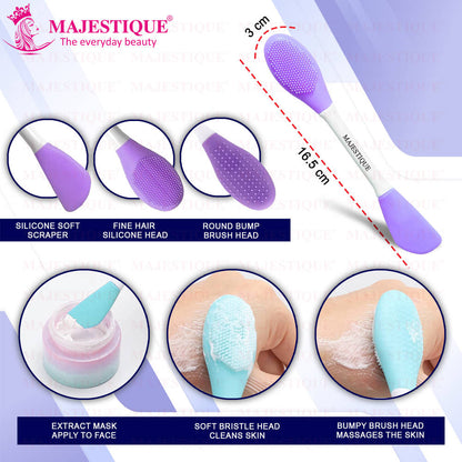 Image 2 of Majestique Facial Head Band, Dual Sided Silicone Brush With Makeup Remover Sponge