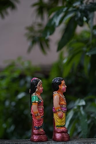 Image 3 of Breeze Handicrafts Paper Mache Doll Couple Statue for Bommalu Koluvu Home Decor and Showpiece Idol Navratri Gift for Women (Iyer Mama Mami)