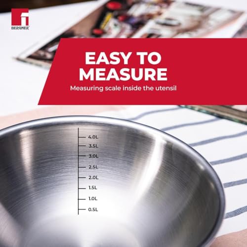 Image 4 of BERGNER TriPro Triply Stainless Steel Cook and Serve Combo of 3 Tasras
