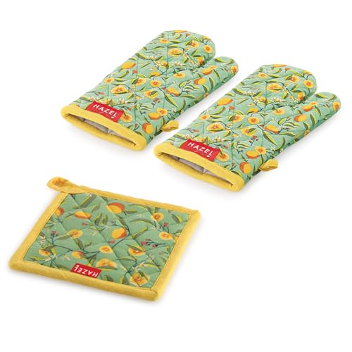Image 2 of HAZEL Cotton Oven Glove and Pot Holder Set (1 Pair)