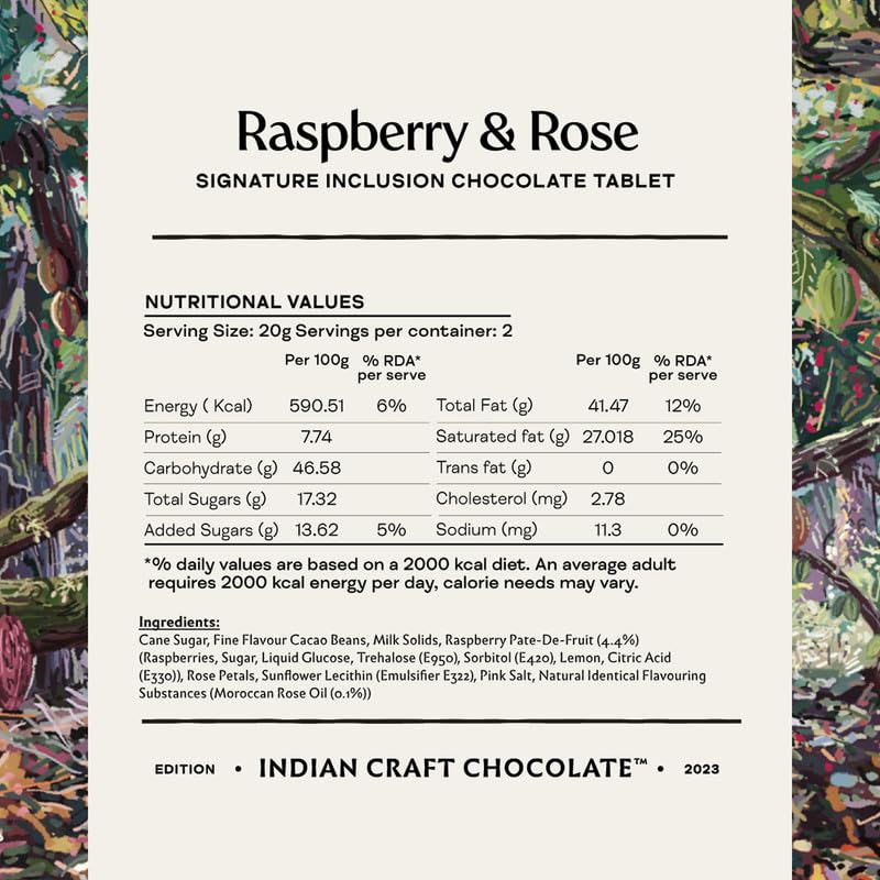 Image 7 of Manam Chocolate Signature Inclusion Tablet - Raspberry & Rose, 67% Dark & White - 80g