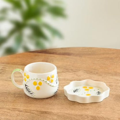 Image 1 of Default Title for the product ExclusiveLane Spring Bloosom Ceramic Tea Cup and Saucer Set 310 ml