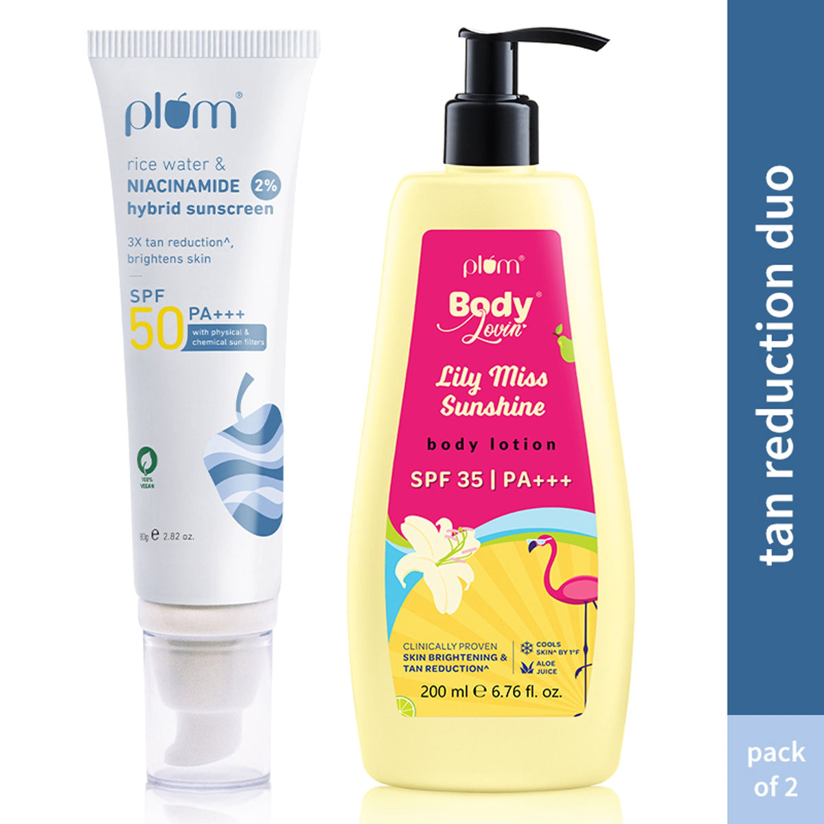 Image 1 of combo / Pack of 1 for the product Plum Body Lotion & Sunscreen Combo For Sun Protection & Hydration With SPF50 PA+++