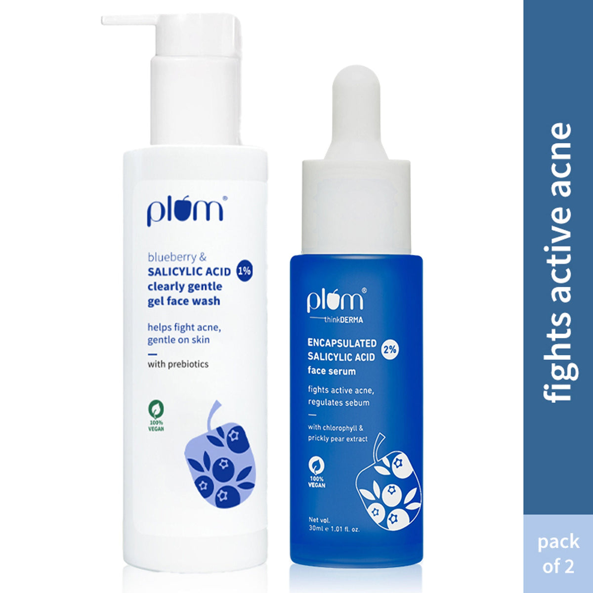 Image 1 of combo / Pack of 1 for the product Plum Salicylic Facewash & Face Serum Combo For Acne Prone, Oily Skin