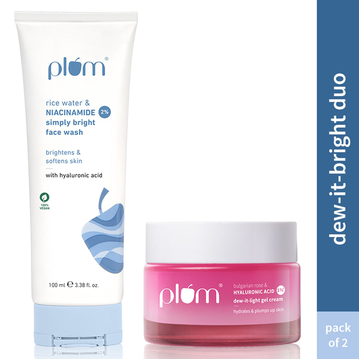 Image 1 of combo / Pack of 1 for the product Plum Niacinamide & Hyaluronic Acid Face Wash & Moisturizer Combo For Bright, Hydrated & Plumped Skin