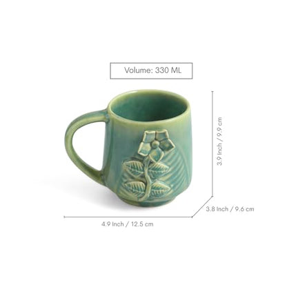 Image 6 of ExclusiveLane Sage Serenity Hand-Embossed Ceramic Coffee Mug Set of 6, 330 ML