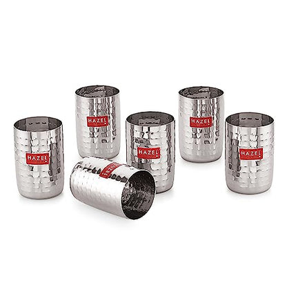 Image 1 of Default Title for the product HAZEL Stainless Steel Glasses for Water & Juice 350 ml Set of 6