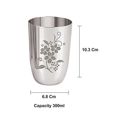 Image 4 of neelam Stainless Steel 7, 18 Gauge Lazer Etching Glass, 300 ml, Set of 6