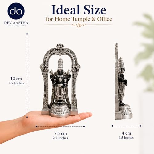 Image 2 of Dev Aastha Silver Plated Tirupati Balaji Idol 4.7 Inch