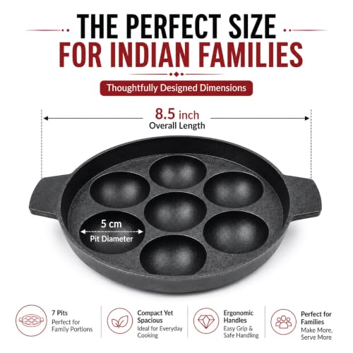 Image 6 of 6th Planet 7 Pit Nonstick Paniyaram Pan (for Gas Stove Only, Without Lid)