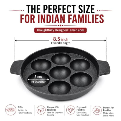 Image 6 of 6th Planet 7 Pit Nonstick Paniyaram Pan (for Gas Stove Only, Without Lid)