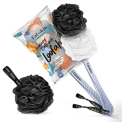 Image 1 of 1 Pc / Pack of 1 for the product Fabskin Loofah Duo Pack- Bath Brush With Long Handle & Round Loofah- For Men & Women- Black & White