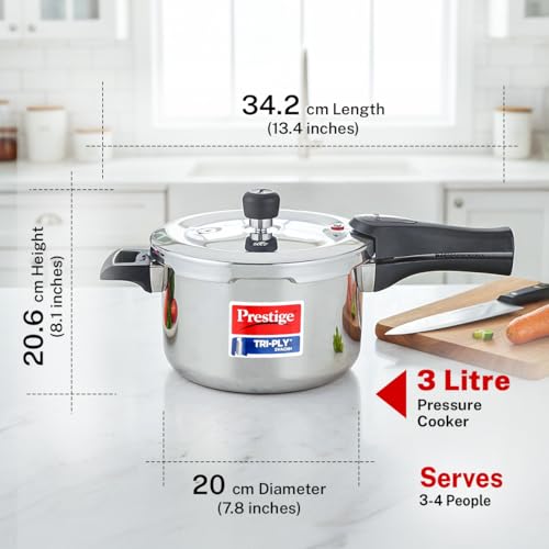 Image 4 of Prestige 3 Litre TRIPLY Svachh Outer Lid Pressure Cooker