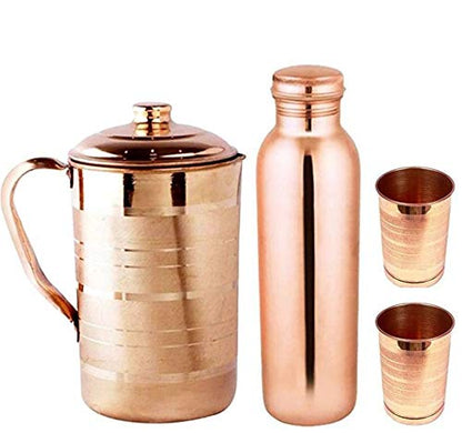 Image 3 of KC Copper Water Bottle and Jug Combo Set - 1000 ml Bottle, 2000 ml Jug, 2 Glasses