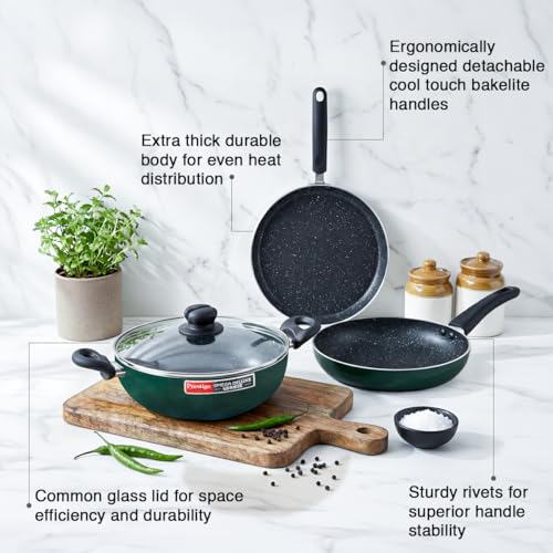 Image 6 of Prestige Omega Granite Non-Stick 3 Pc Cookware Set with Glass Lid