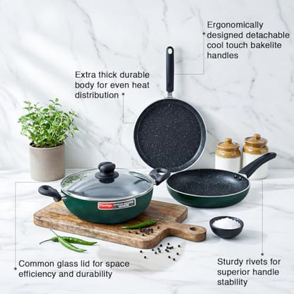 Image 6 of Prestige Omega Granite Non-Stick 3 Pc Cookware Set with Glass Lid