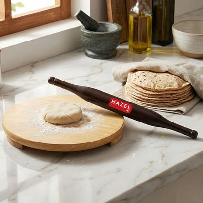 Image 1 of Default Title for the product HAZEL Wood Polpat Chakla Roti Chapati Maker 24 cm with Sheesham Roti Roller Belan Rolling Pin 34 cm