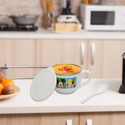 Image 4 of Jaypee Plus Stainless Steel Disney Mickey Mouse Printed Souptok Prime Soup Bowl With Lid & Spoon 700 Ml