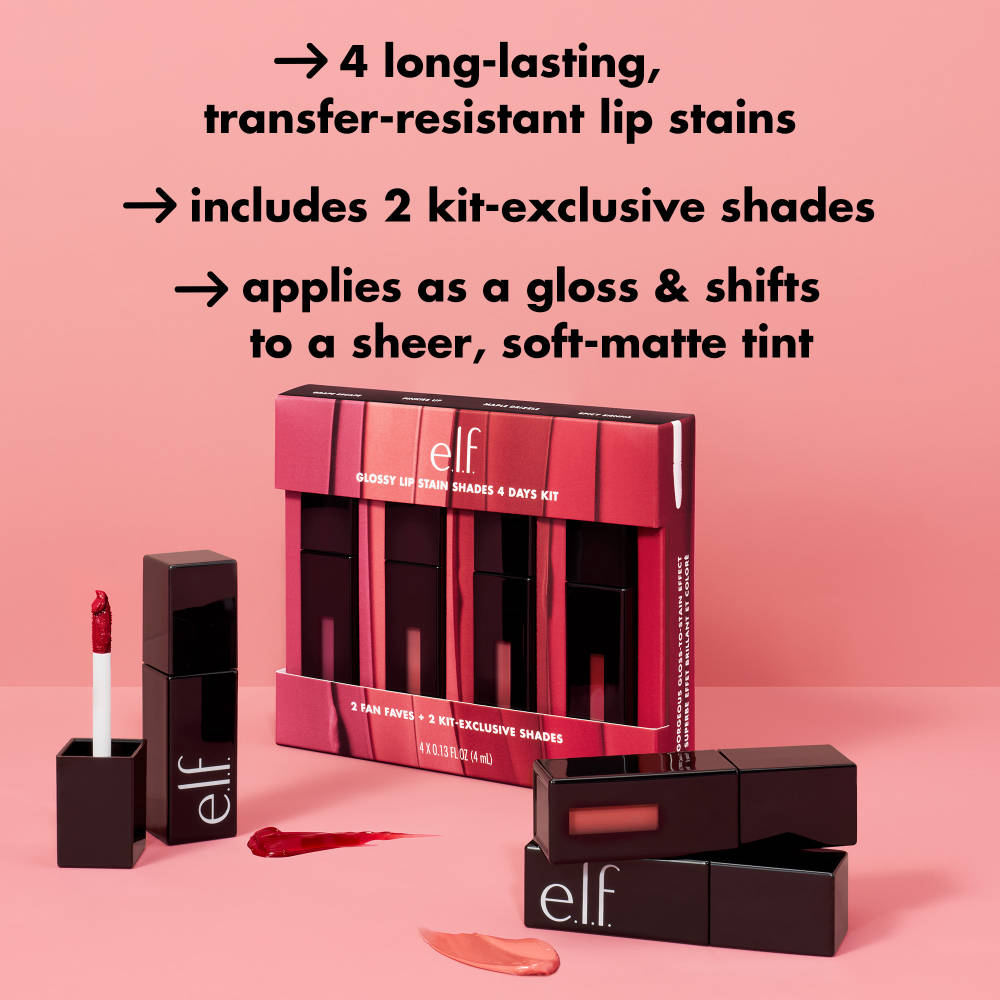 Image 2 of e.l.f. Cosmetics Glossy Lip Stain Shades 4 Days Kit